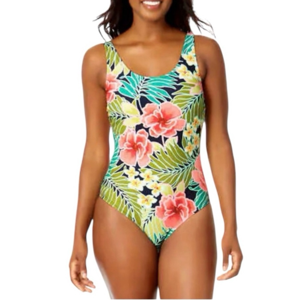 Hurley Womens Floral One Piece Bathing Swimsuit Size XL Tropical